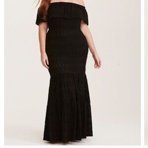 Torrid Black Crochet Cover Up Maxi Dress Size 3